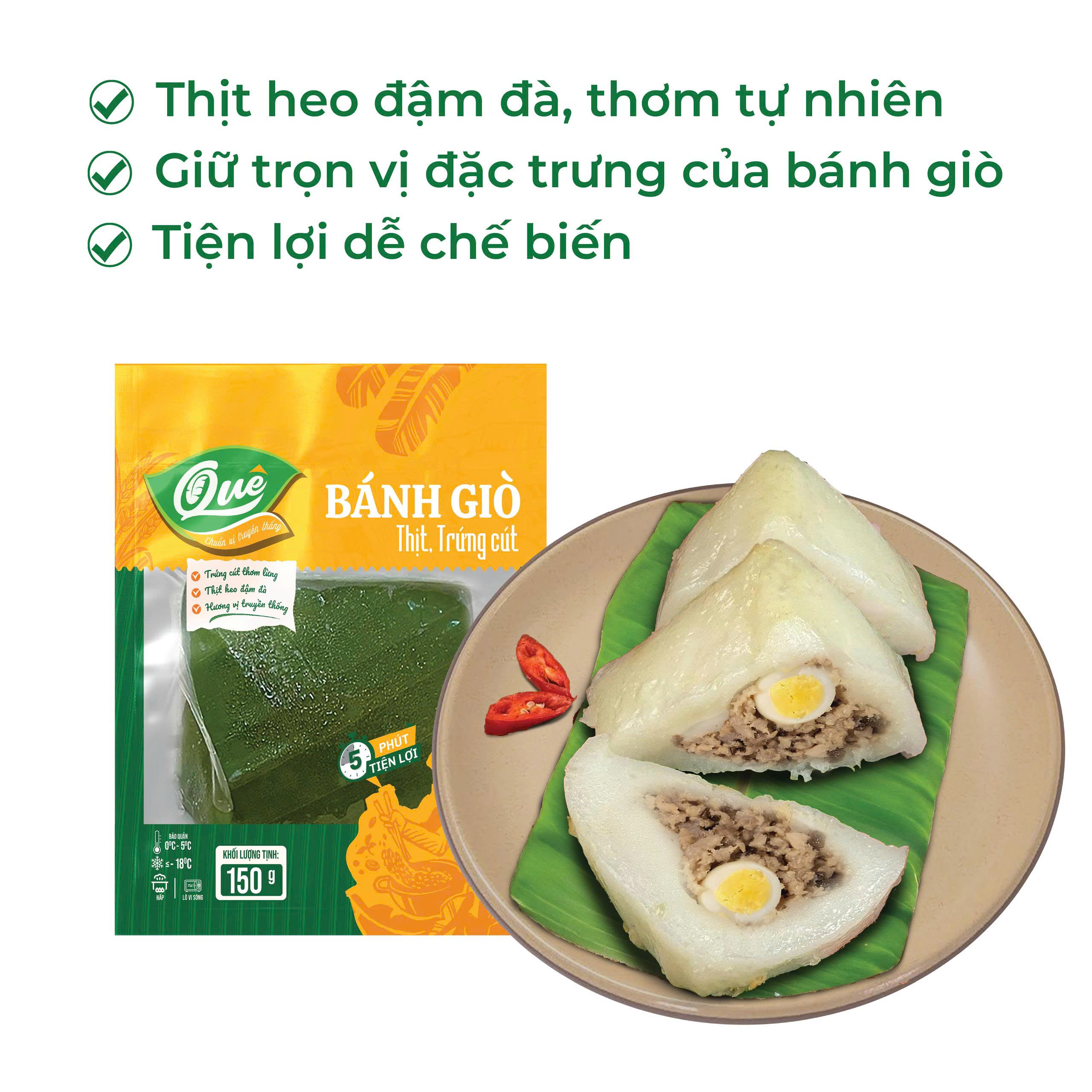 Bánh giò 150g Hoa Doanh Bánh giò mặn thịt trứng cút Hoa Doanh